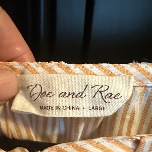 Doe & Rae Cream Striped Ruffle Blouse - Picture 2 of 5